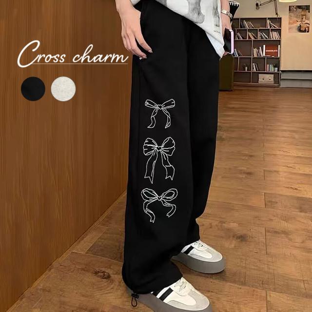 リボン グラフィック プリント スウェットパンツ 
