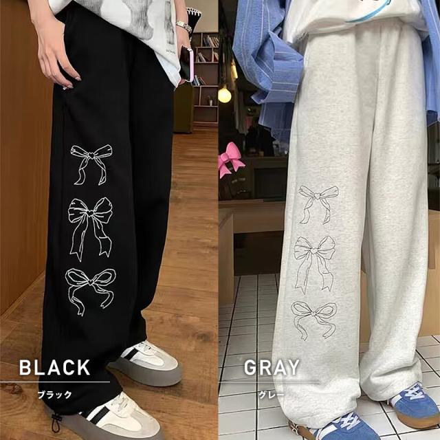 リボン グラフィック プリント スウェットパンツ 