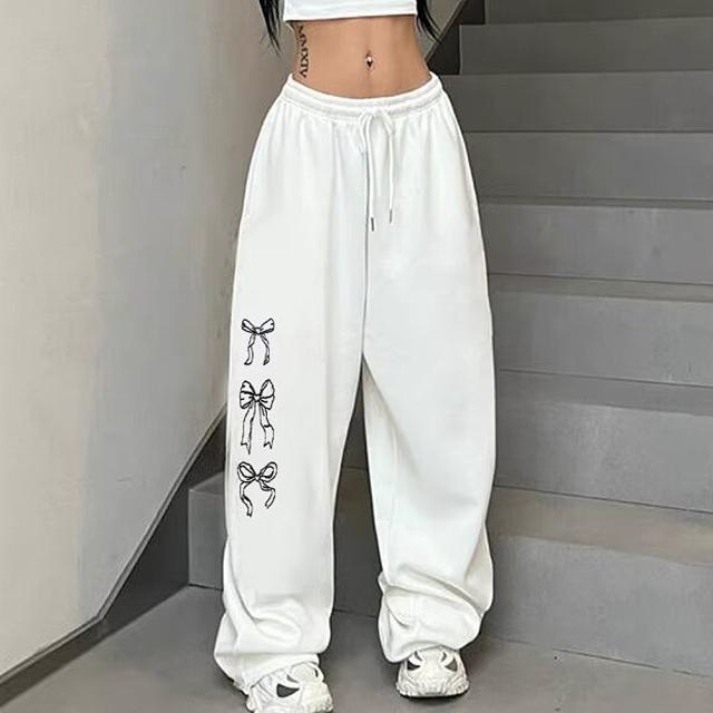 リボン グラフィック プリント スウェットパンツ 