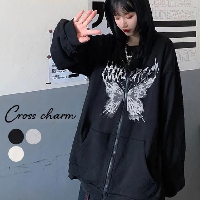 サイエンス バタフライ プリント パーカー 