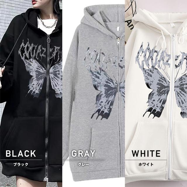 サイエンス バタフライ プリント パーカー 