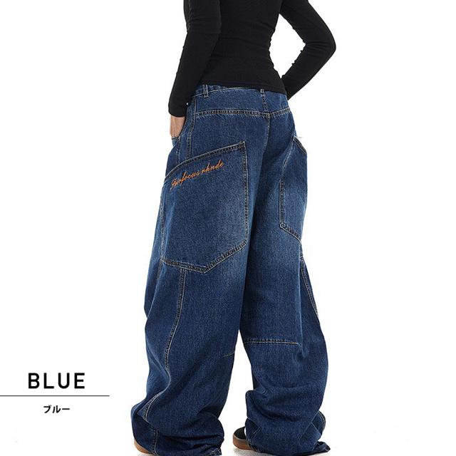 バギー デニム スーパー ワイド パンツ