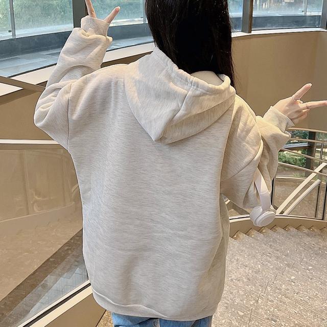 韓国風 ビッグシルエット フード付き カレッジロゴ フーディー パーカー