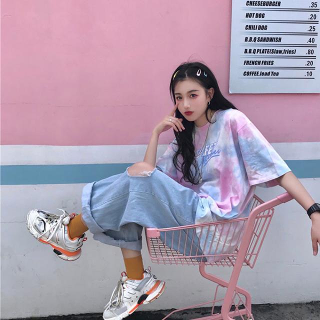 パステルカラー タイダイ柄 Tシャツ