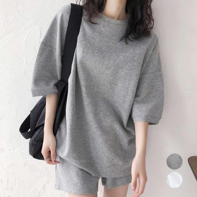 セットアップルームウェア ショートパンツ+トップス上下2点セット