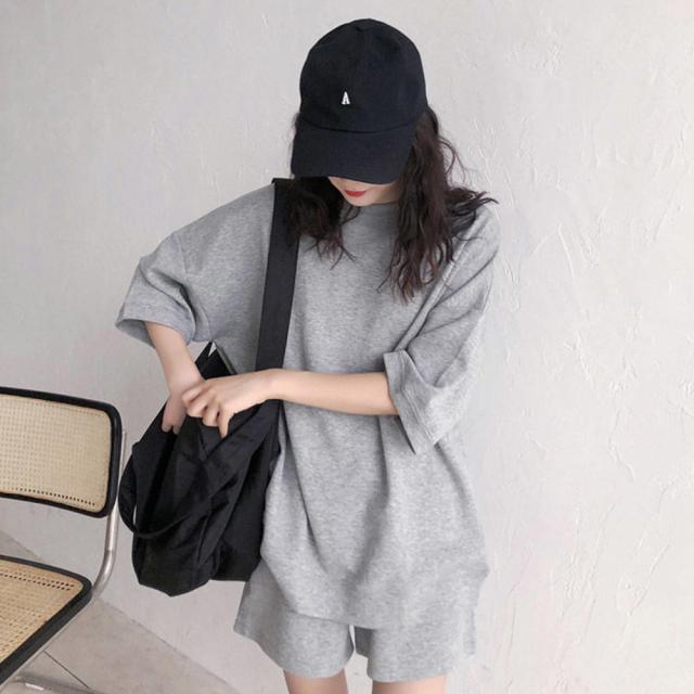 セットアップルームウェア ショートパンツ+トップス上下2点セット