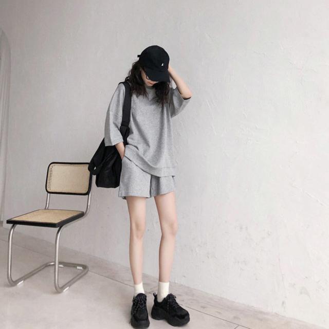 セットアップルームウェア ショートパンツ+トップス上下2点セット