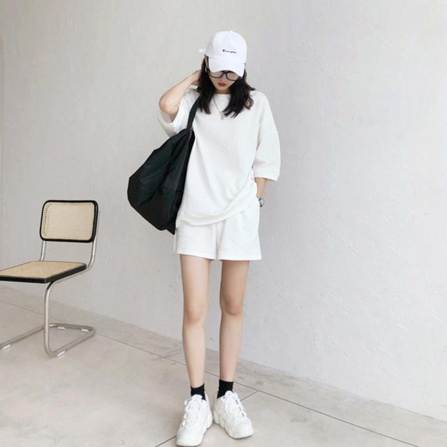 セットアップルームウェア ショートパンツ+トップス上下2点セット