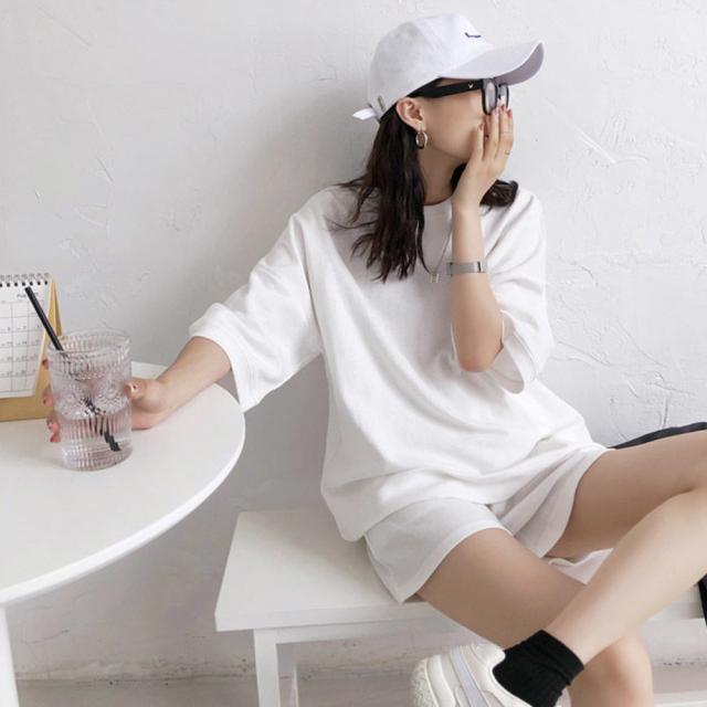 セットアップルームウェア ショートパンツ+トップス上下2点セット