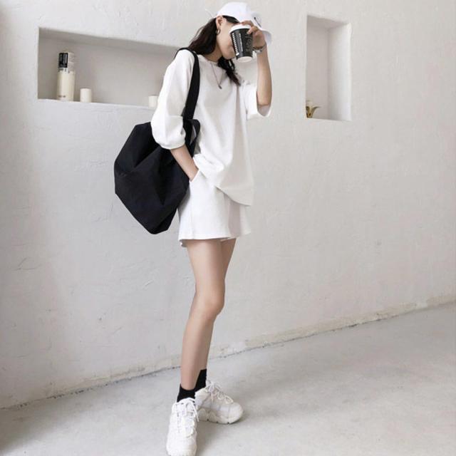 セットアップルームウェア ショートパンツ+トップス上下2点セット