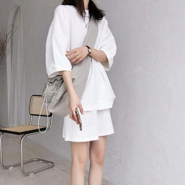 セットアップルームウェア ショートパンツ+トップス上下2点セット