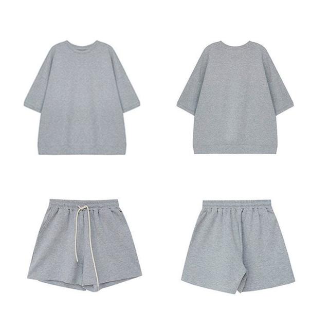 セットアップルームウェア ショートパンツ+トップス上下2点セット