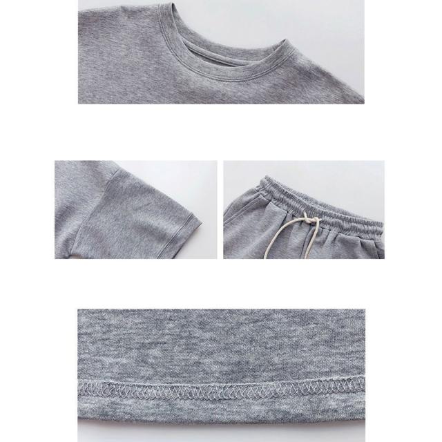 セットアップルームウェア ショートパンツ+トップス上下2点セット