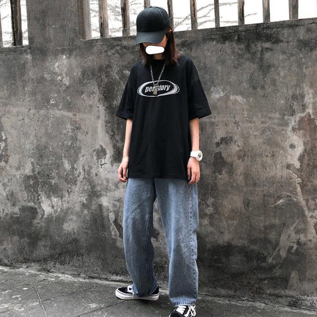 ストリート風 ルーズスタイル 半袖Tシャツ