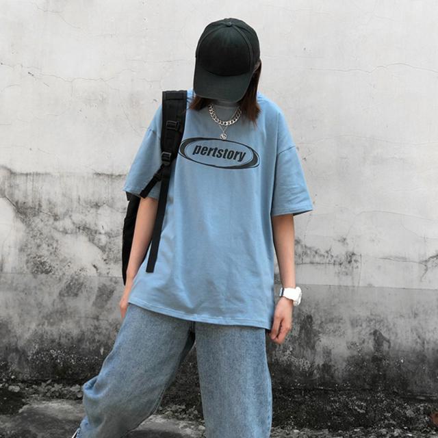 ストリート風 ルーズスタイル 半袖Tシャツ