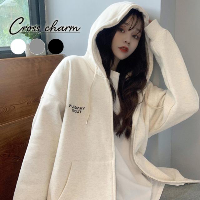 オーバーシルエット シンプルパーカー