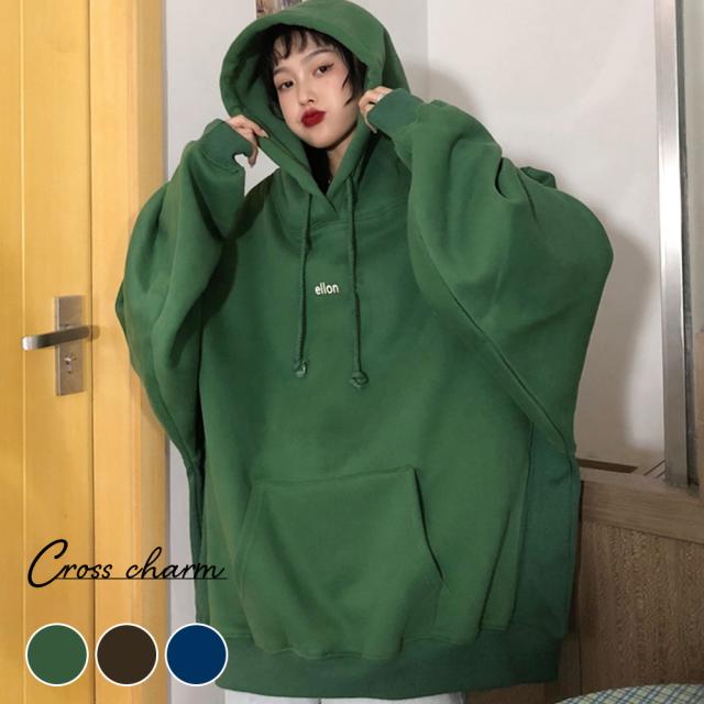 韓国スタイル ビッグシルエット フーディ パーカー