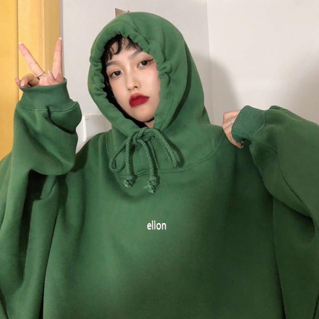 韓国スタイル ビッグシルエット フーディ パーカー