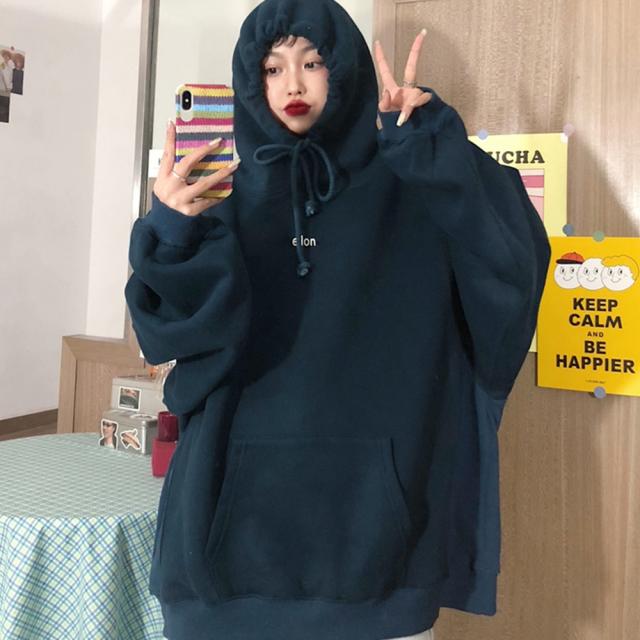 韓国スタイル ビッグシルエット フーディ パーカー