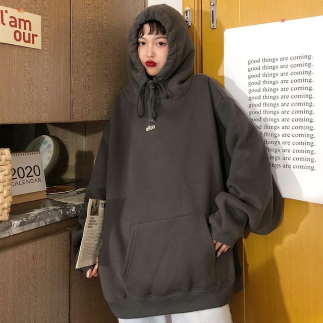 韓国スタイル ビッグシルエット フーディ パーカー