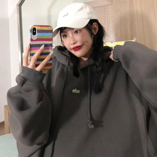 韓国スタイル ビッグシルエット フーディ パーカー