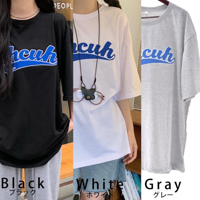 韓国風ビッグシルエット カレッジロゴ Tシャツ