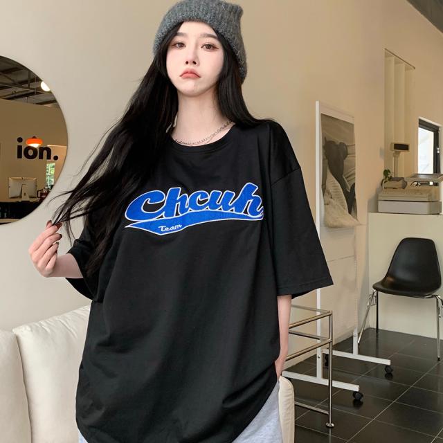 韓国風ビッグシルエット カレッジロゴ Tシャツ