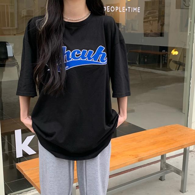 韓国風ビッグシルエット カレッジロゴ Tシャツ