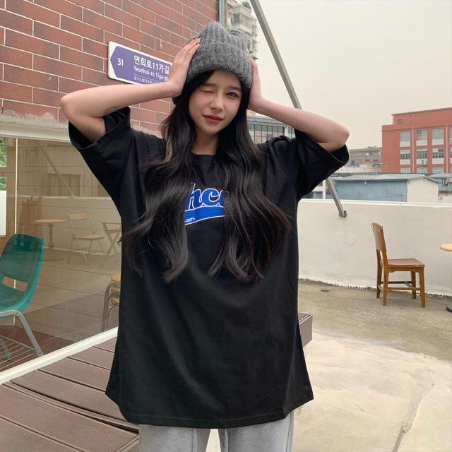 韓国風ビッグシルエット カレッジロゴ Tシャツ