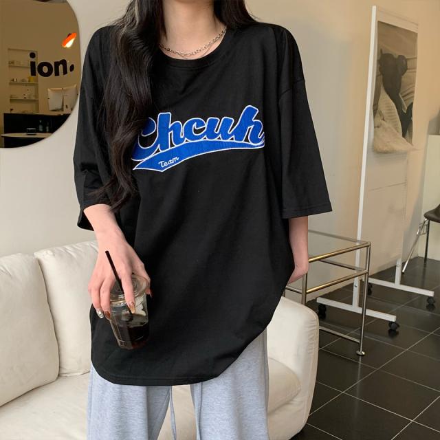 韓国風ビッグシルエット カレッジロゴ Tシャツ