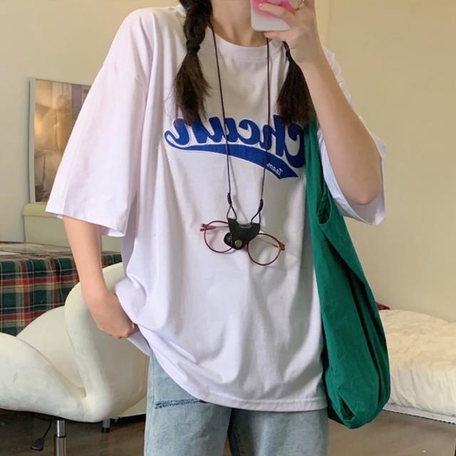 韓国風ビッグシルエット カレッジロゴ Tシャツ