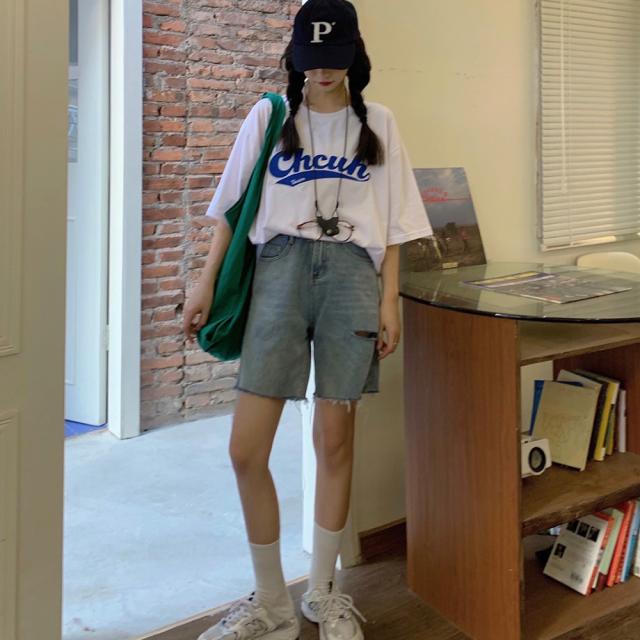 韓国風ビッグシルエット カレッジロゴ Tシャツ