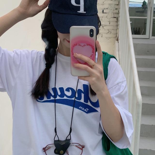 韓国風ビッグシルエット カレッジロゴ Tシャツ