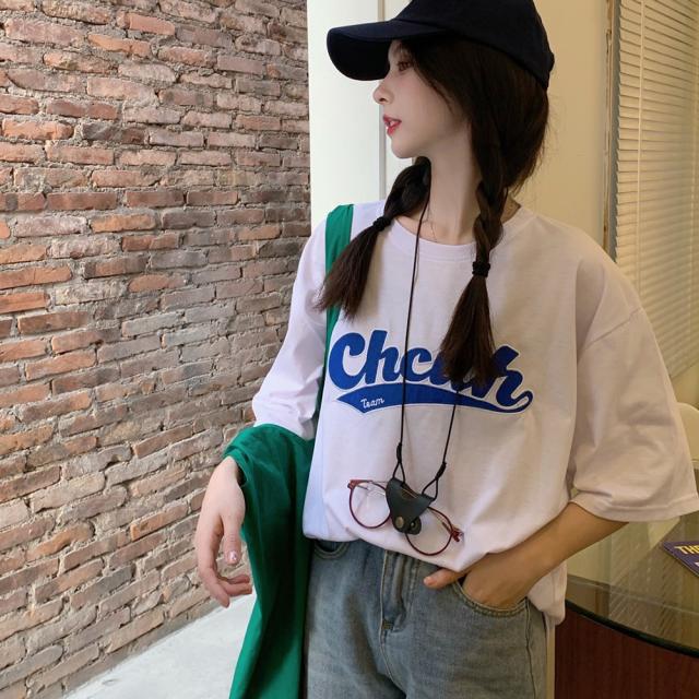 韓国風ビッグシルエット カレッジロゴ Tシャツ