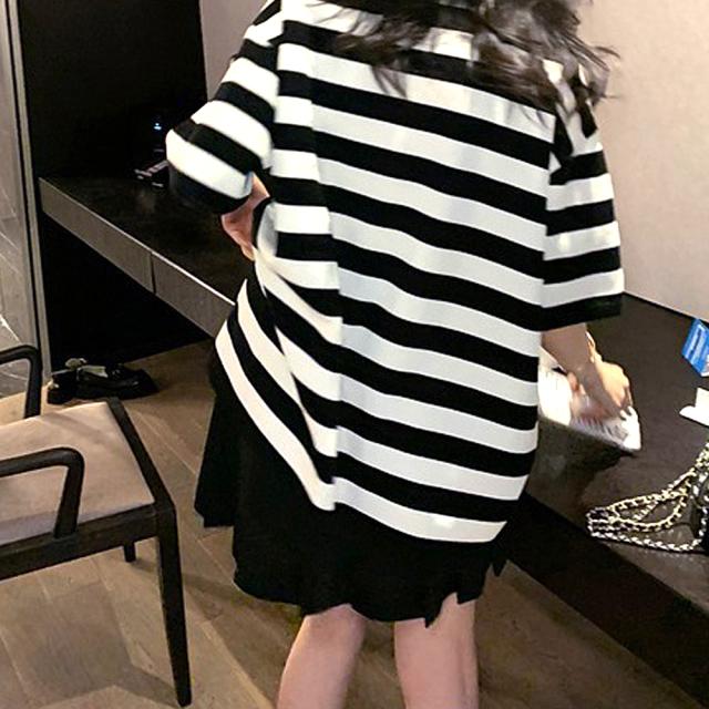 ビッグシルエット オーバー ボーダーTシャツ