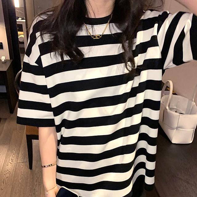 ビッグシルエット オーバー ボーダーTシャツ