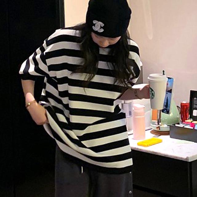 ビッグシルエット オーバー ボーダーTシャツ