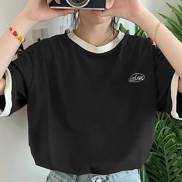 ワンポイントロゴ クルーネック リンガーTシャツ