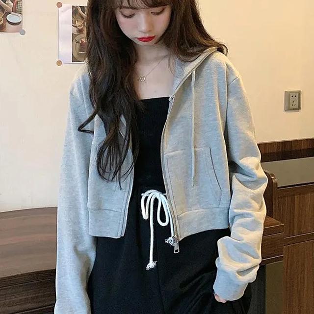 シンプル ショート丈 パーカー