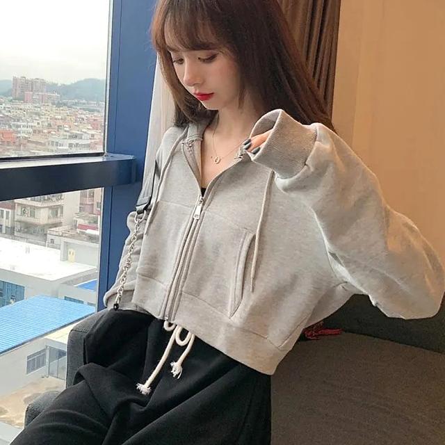 シンプル ショート丈 パーカー