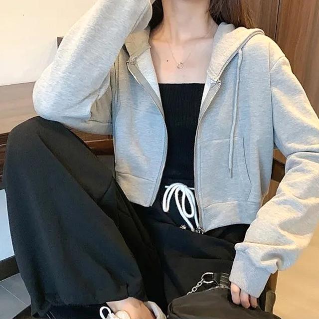 シンプル ショート丈 パーカー