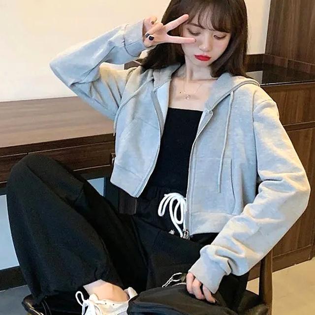 シンプル ショート丈 パーカー