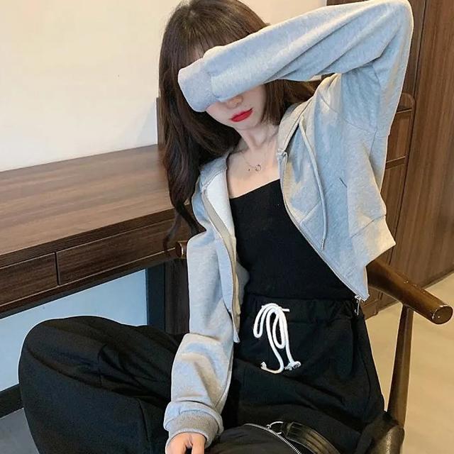 シンプル ショート丈 パーカー