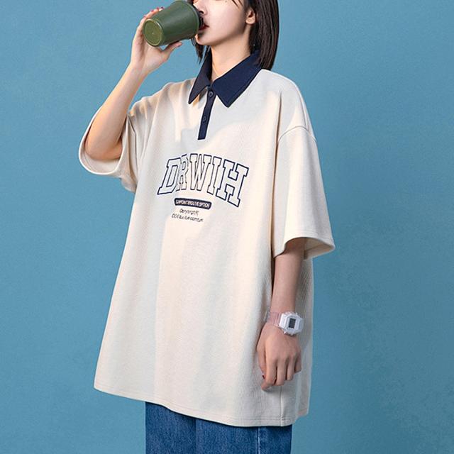 カレッジロゴ プリント 半袖ポロシャツ