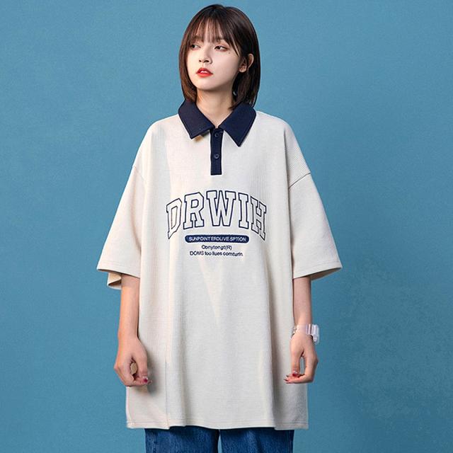 カレッジロゴ プリント 半袖ポロシャツ