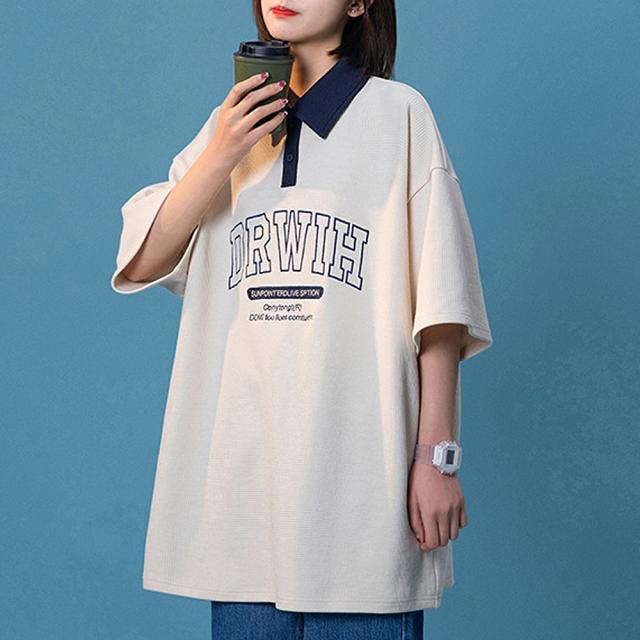 カレッジロゴ プリント 半袖ポロシャツ