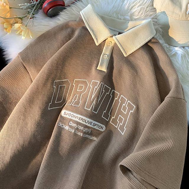 カレッジロゴ プリント 半袖ポロシャツ