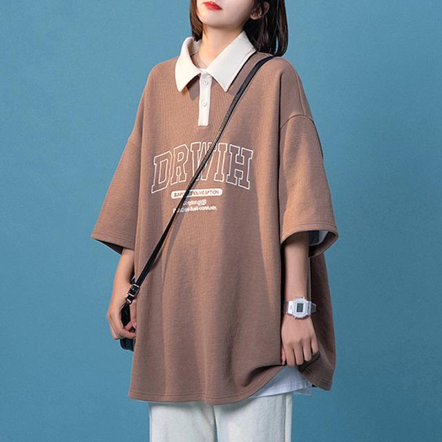 カレッジロゴ プリント 半袖ポロシャツ