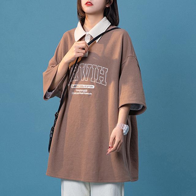 カレッジロゴ プリント 半袖ポロシャツ