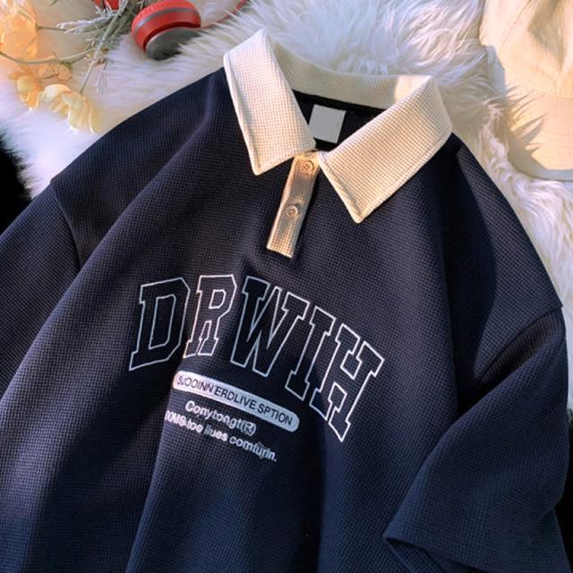 カレッジロゴ プリント 半袖ポロシャツ